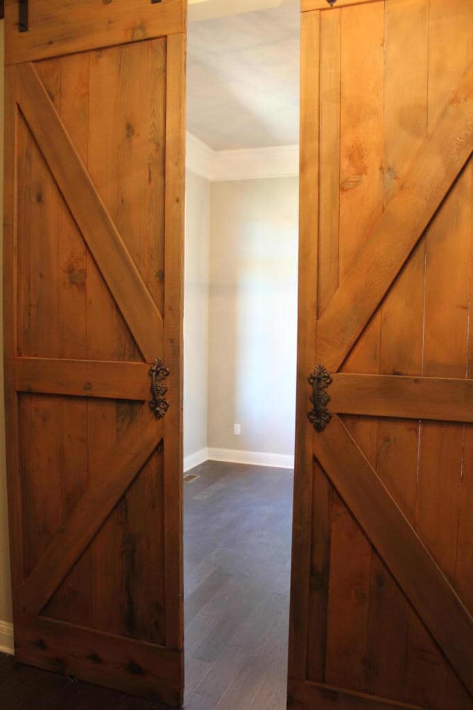 Close-up of sliding barn doors by Timberwood Homes
