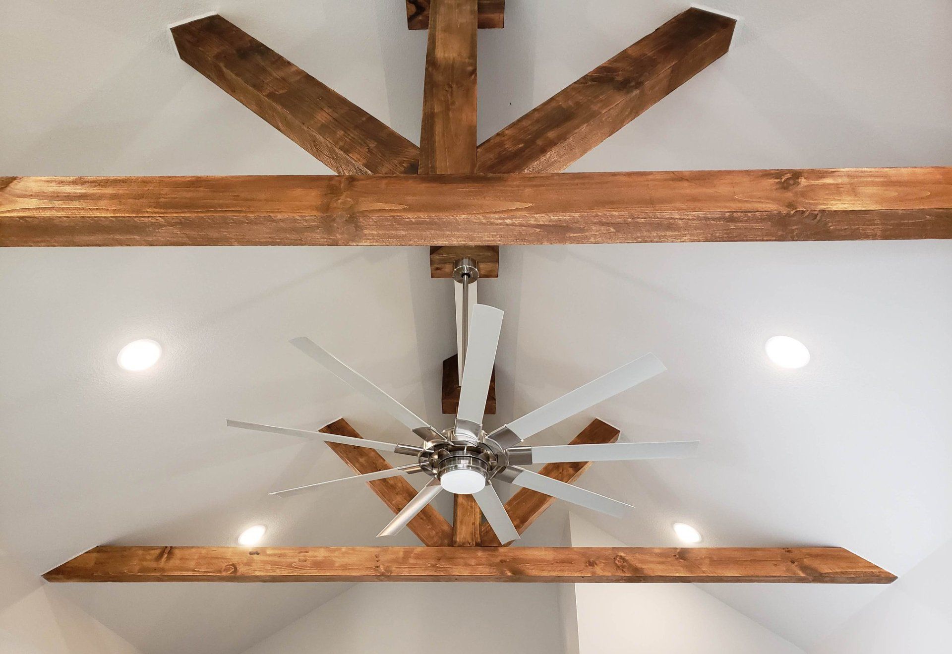 Close-up of custom beam structure by Timberwood Homes