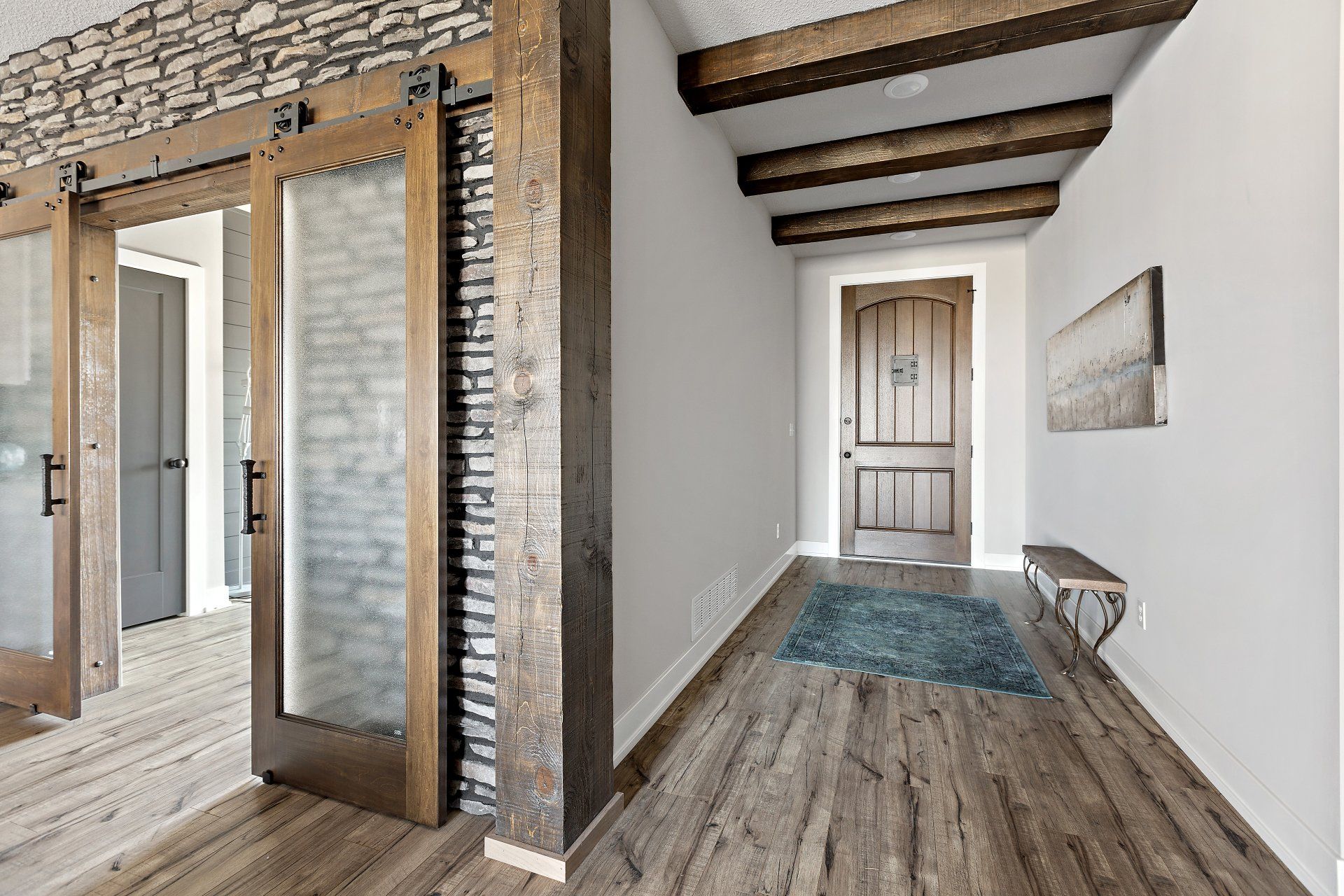 Timberwood Homes Hallway View with Barn Door
