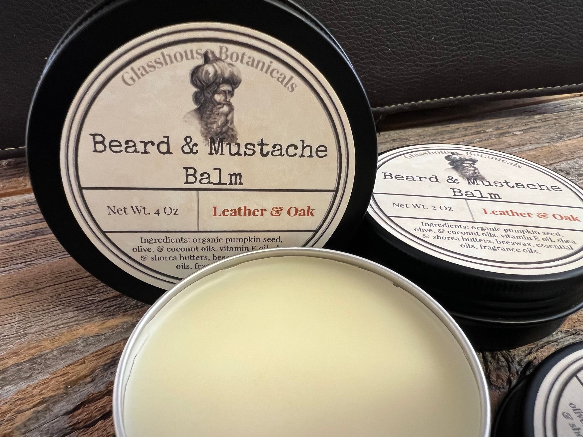 Beard & Mustache Balm, Leather & Oak