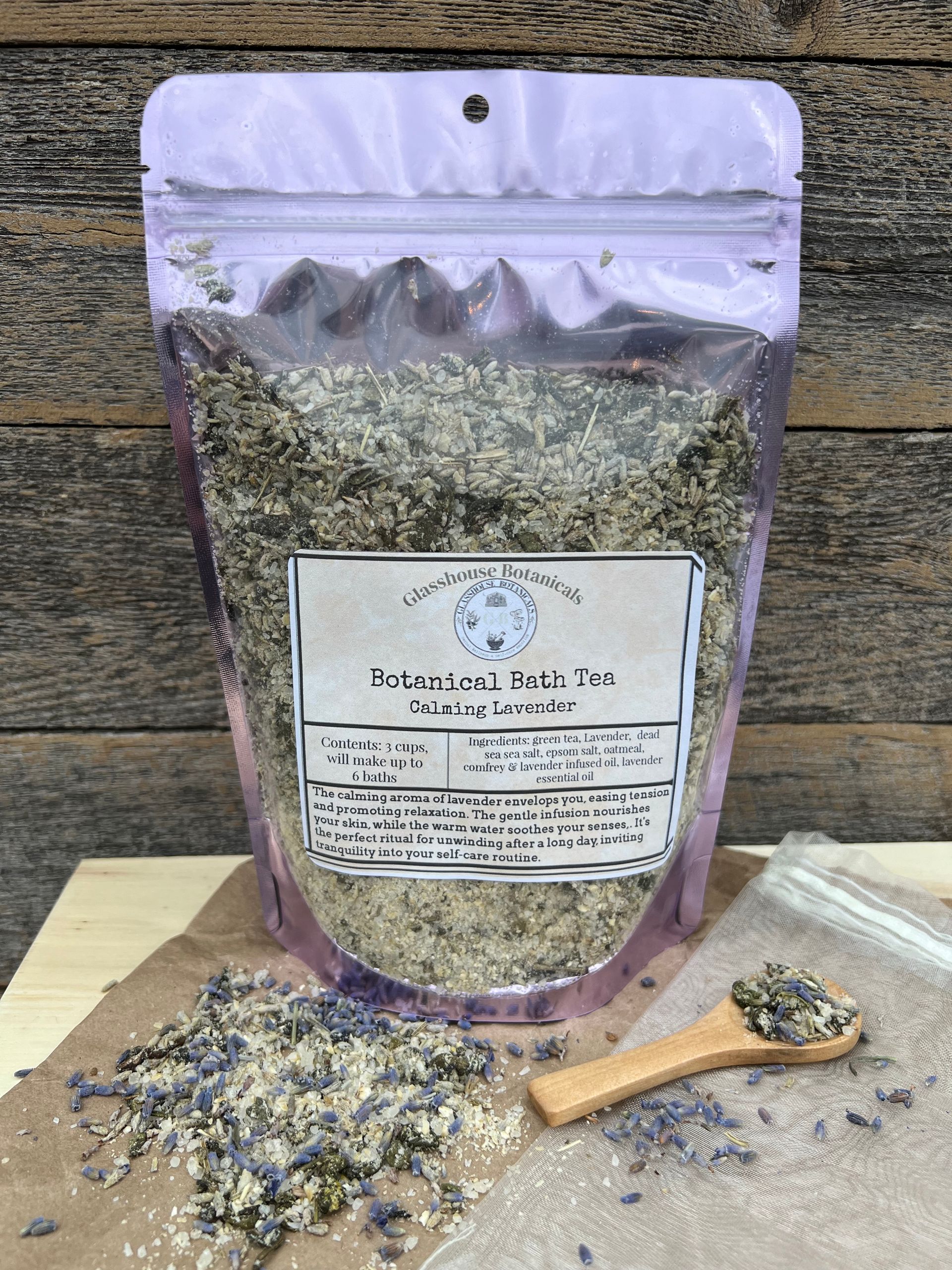 Botanical Bath Tea - Calming Lavender (brew bag & wood scoop included)