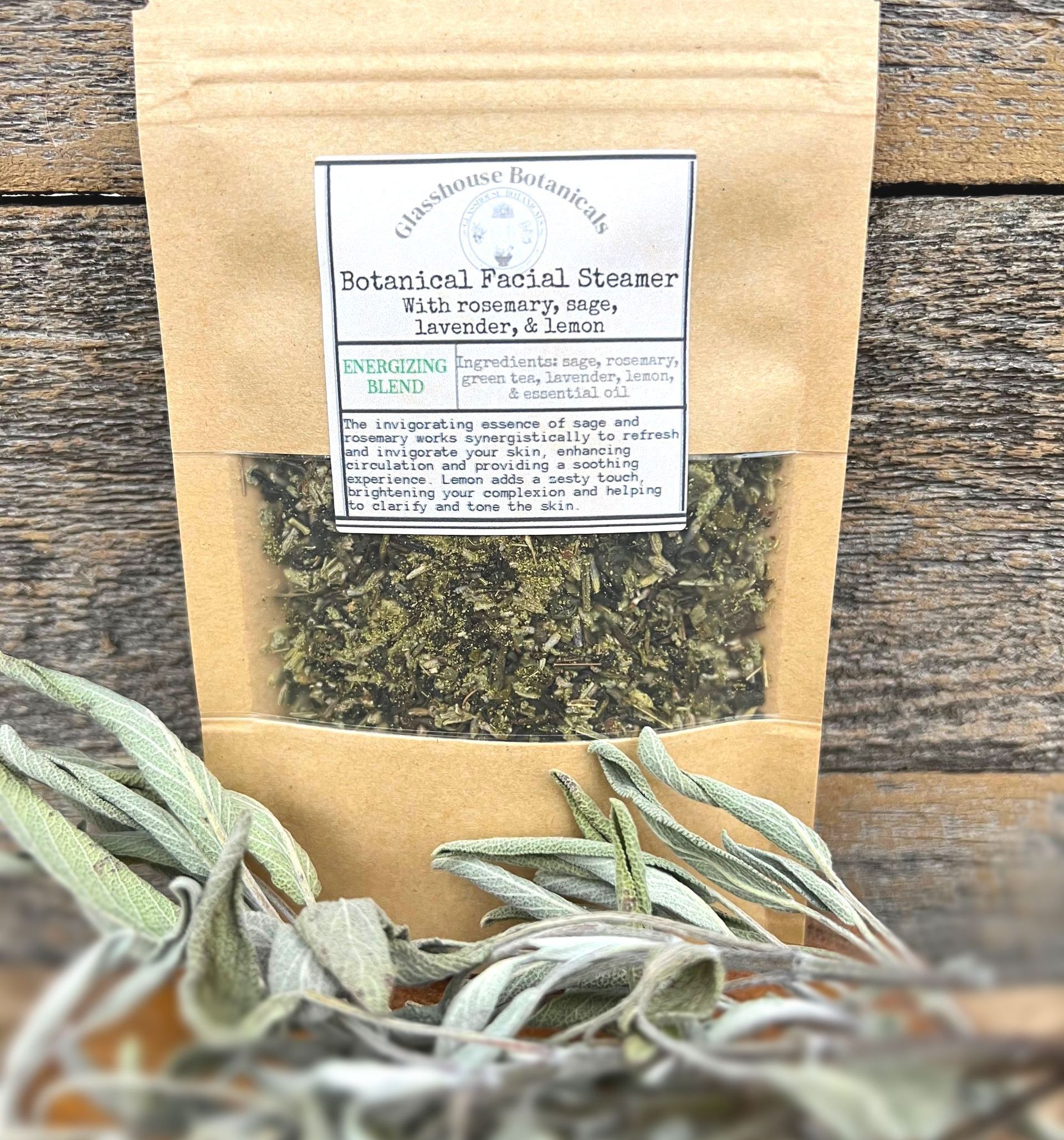 Botanical Facial Steamer, ENERGIZING BLEND with Sage, Rosemary, lemon, & lavender