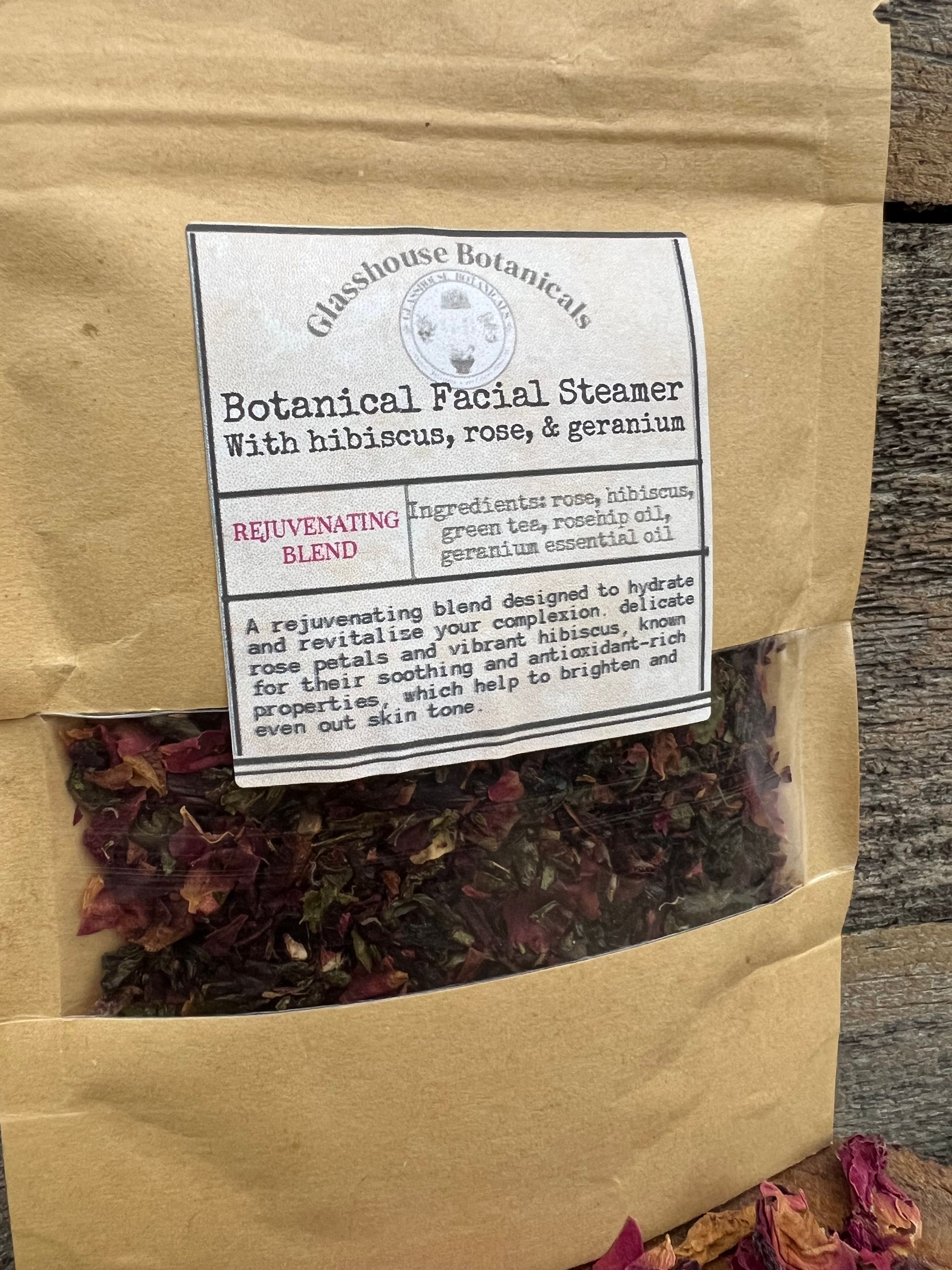 Botanical Facial Steamer, REJUVENATE BLEND with hibiscus and rose petals