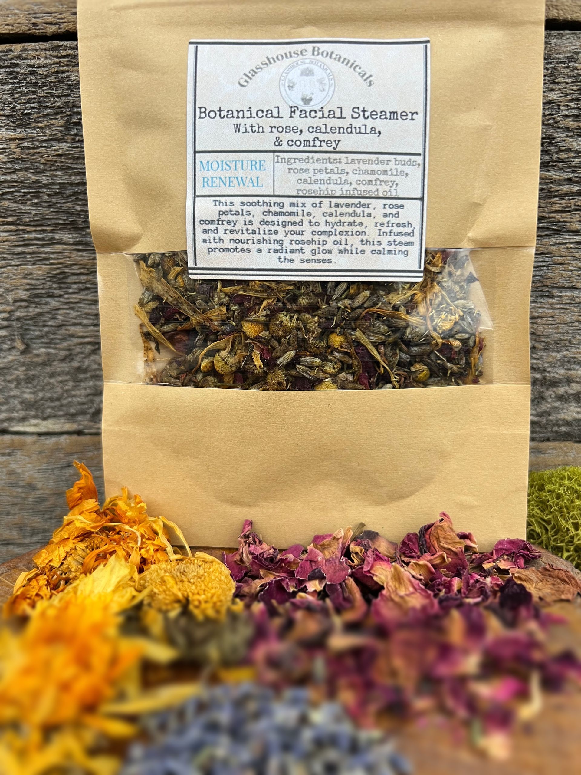 Botanical Facial Steamer - MOISTURIZING BLEND, with lavender, rose, chamomile, & calendula