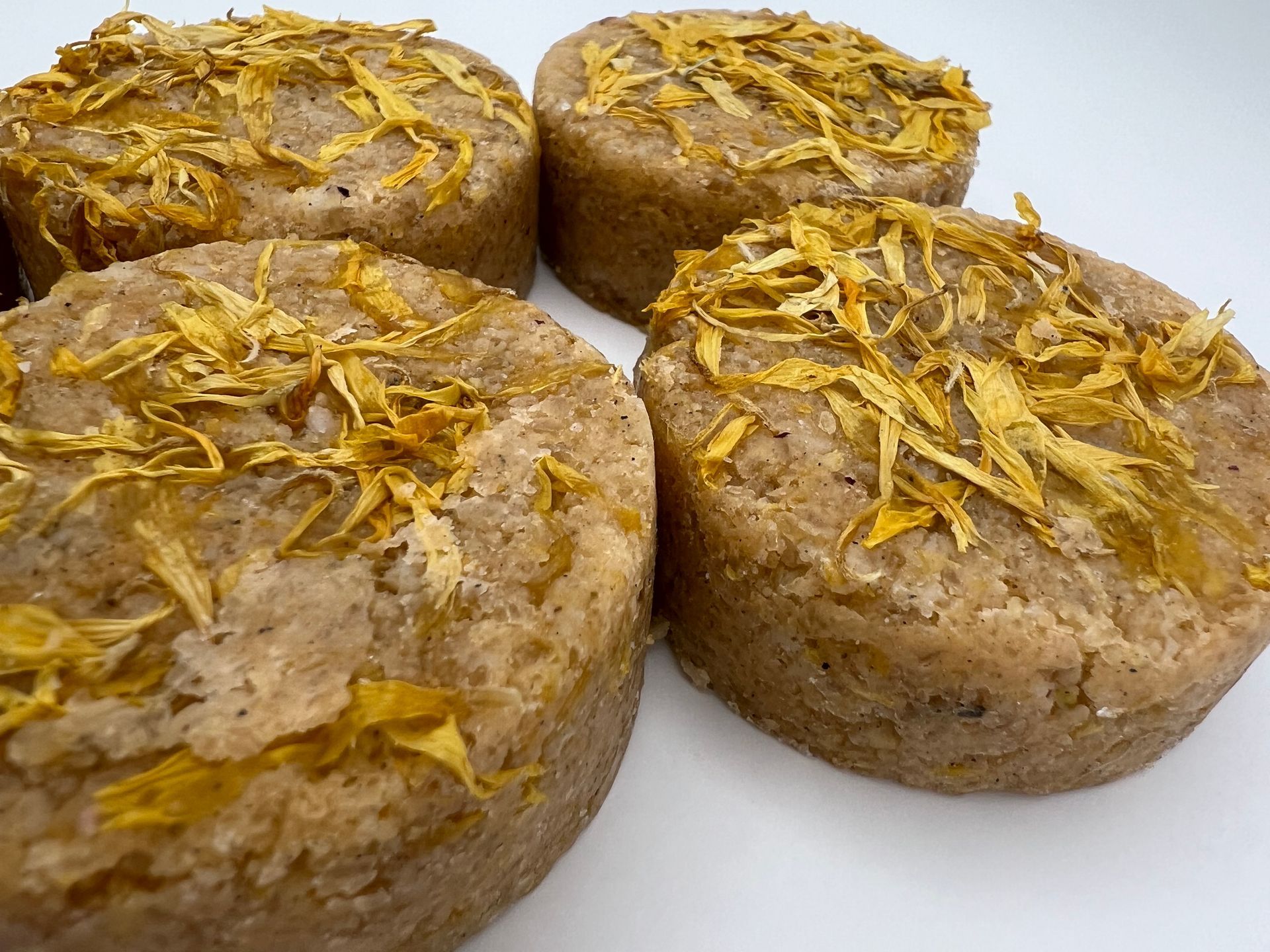 Exfoliating Salt Scrub Puck, calendula, coconut oil, & shea butter