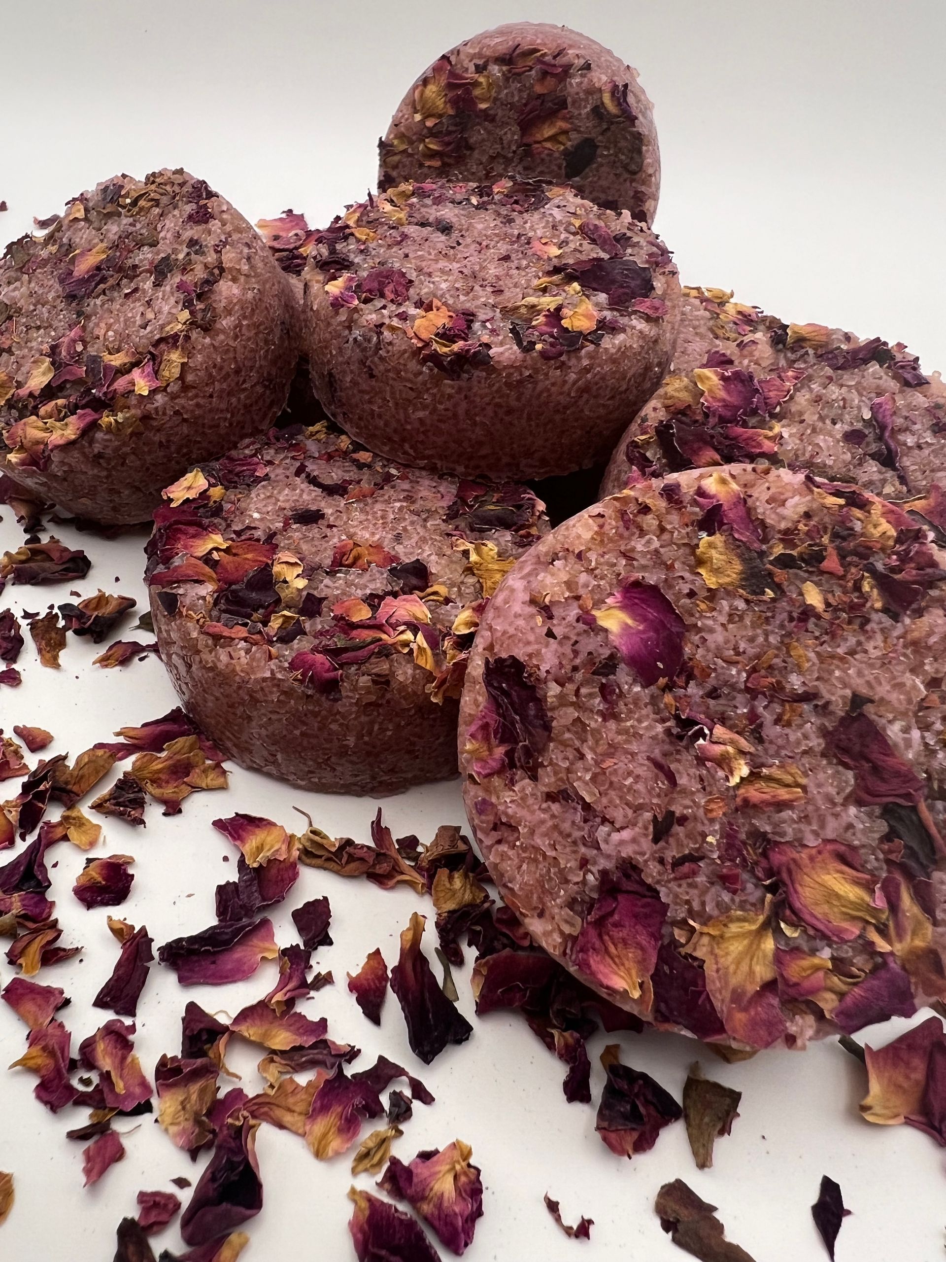 Exfoliating Sugar Scrub Puck, Rose, coconut oil, & shea butter