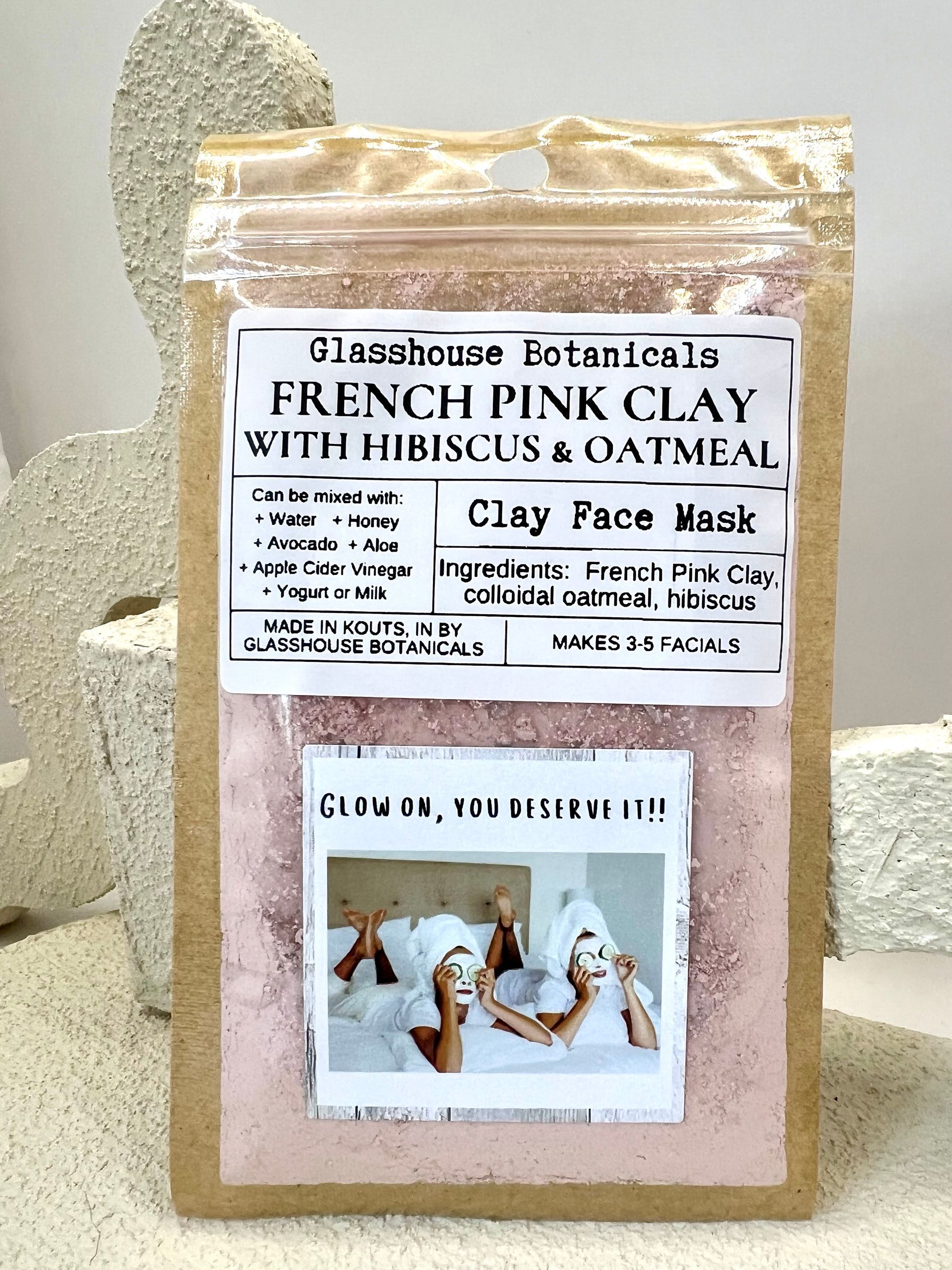 French Pink Clay Face mask with Hibiscus & Oatmeal