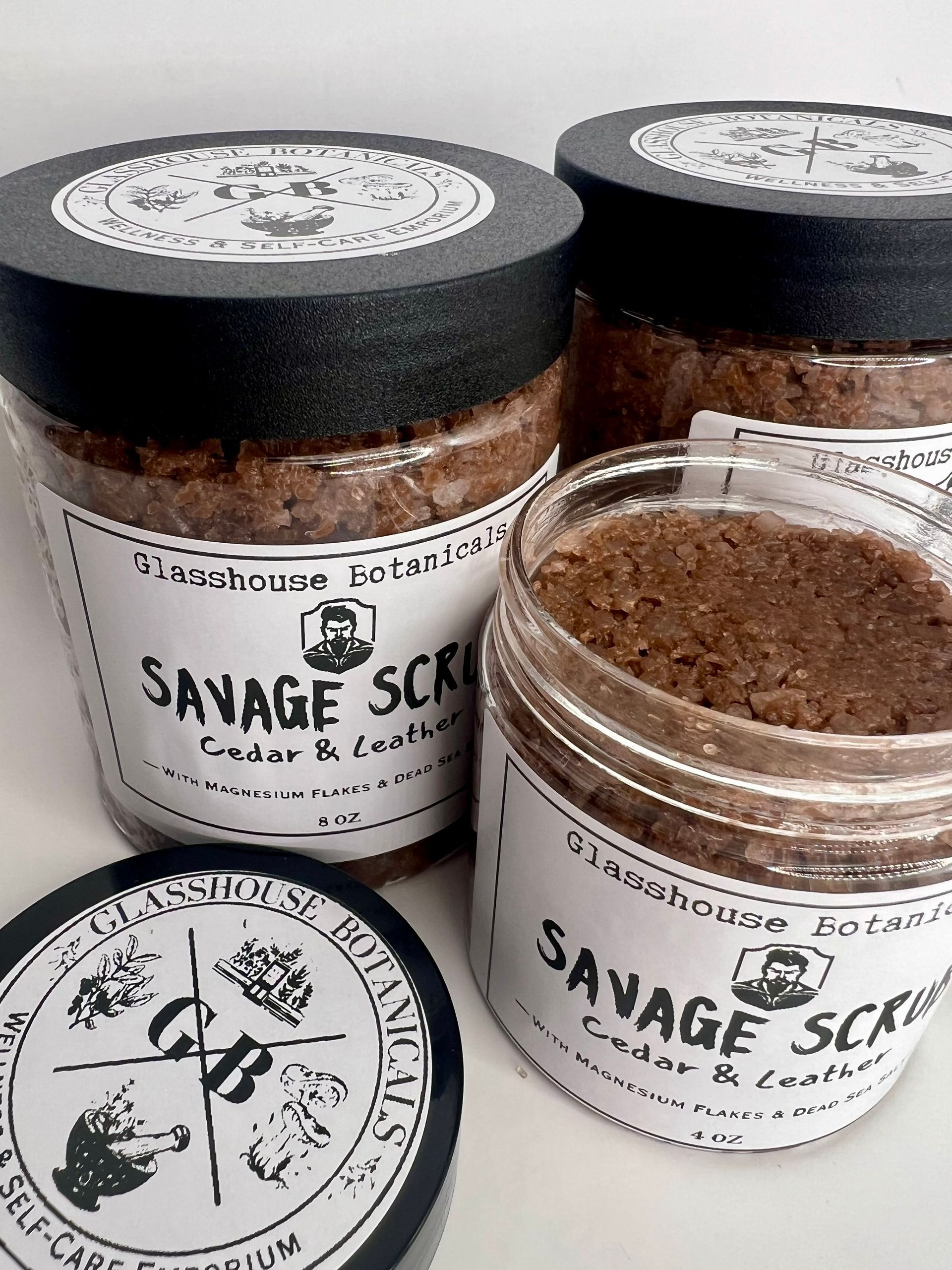 Savage Scrub |  Cedar & Leather | Mens Exfoliating Scrub | Magnesium Salt Scrub