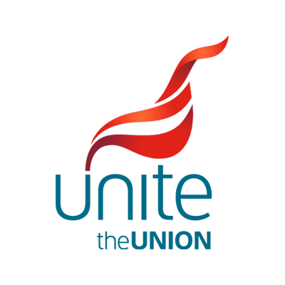 a logo for unite the union with a red flame