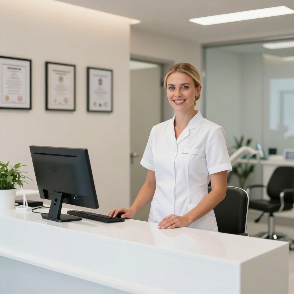 Woman demonstrating areas for cosmetic injections: frown lines, crow's feet, jawline.
