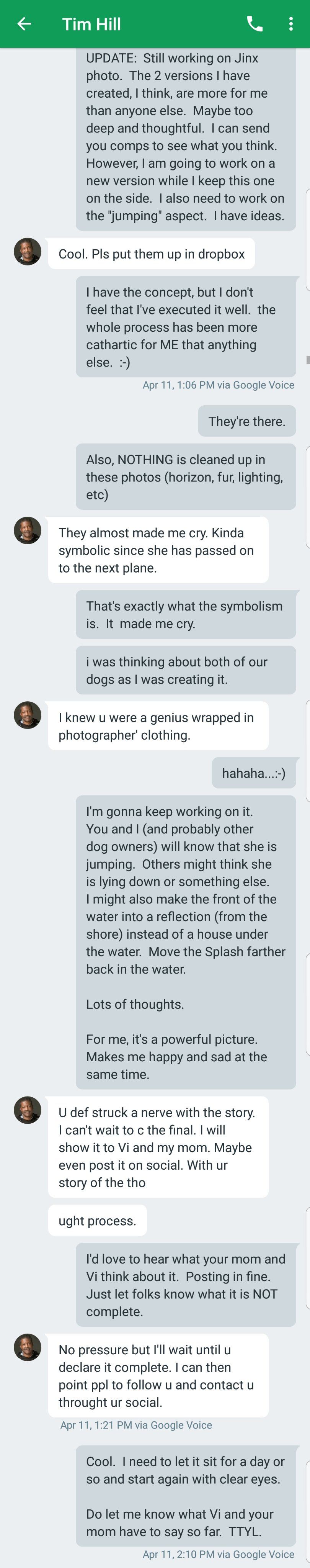 Conversation about Jinx's Dog Portrait between Michael Jackson and Tim Hill