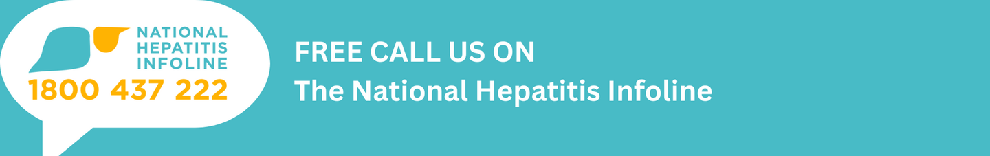 A blue background with a speech bubble that says free call us on the national hepatitis infoline