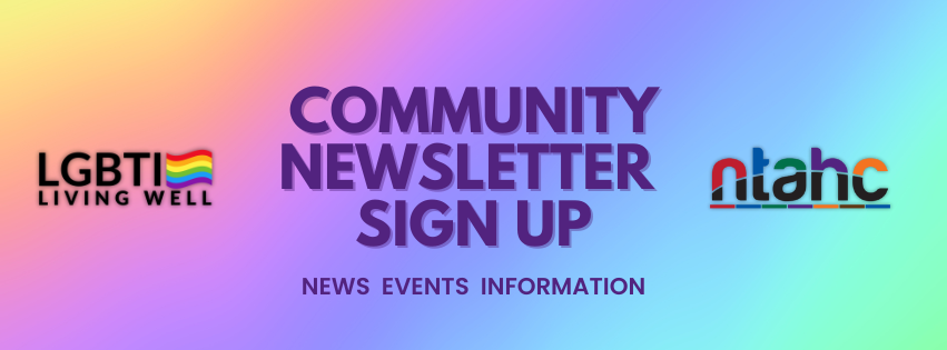 A sign that says community newsletter sign up on it