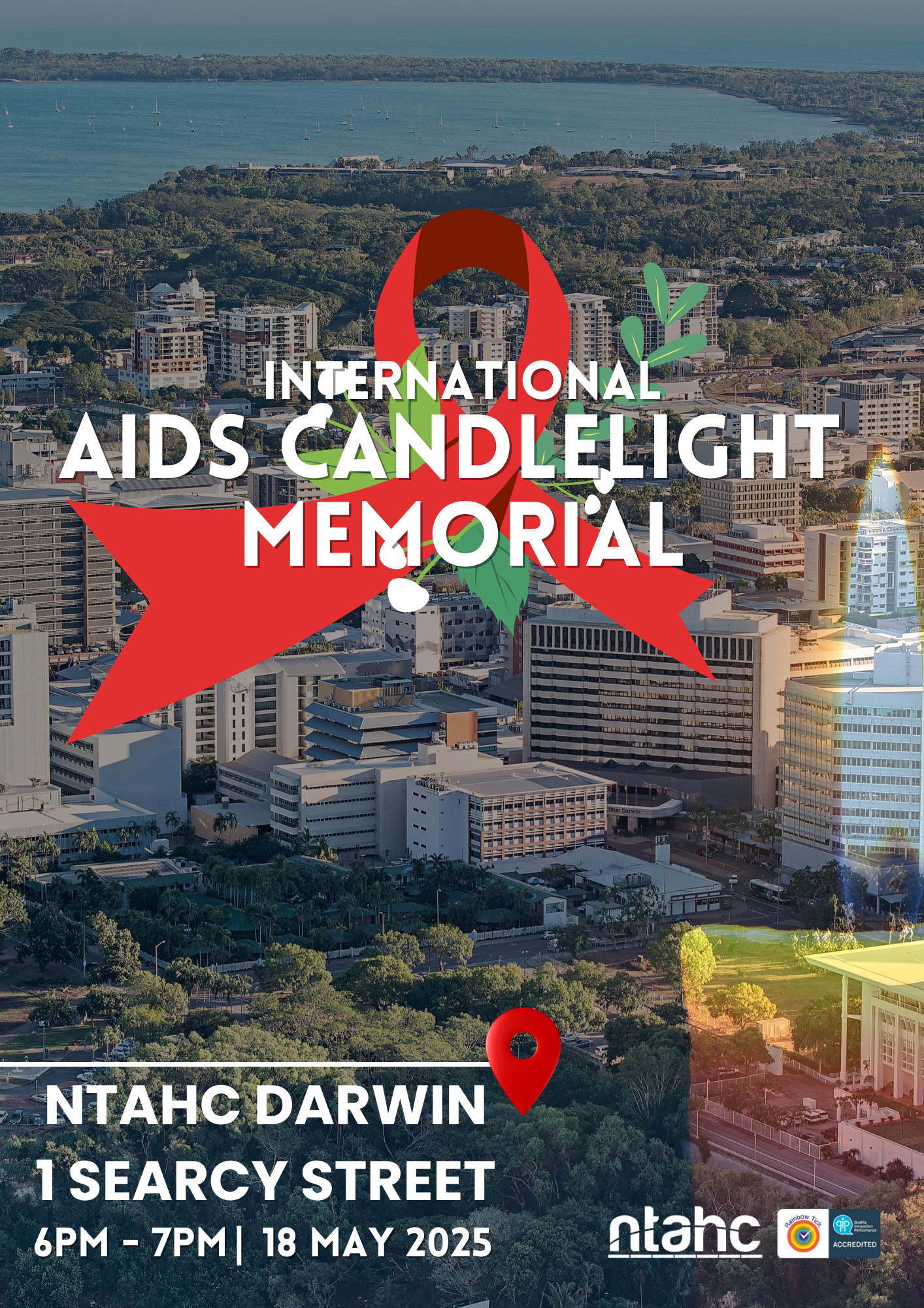 A poster for the darwin international aids candlelight memorial