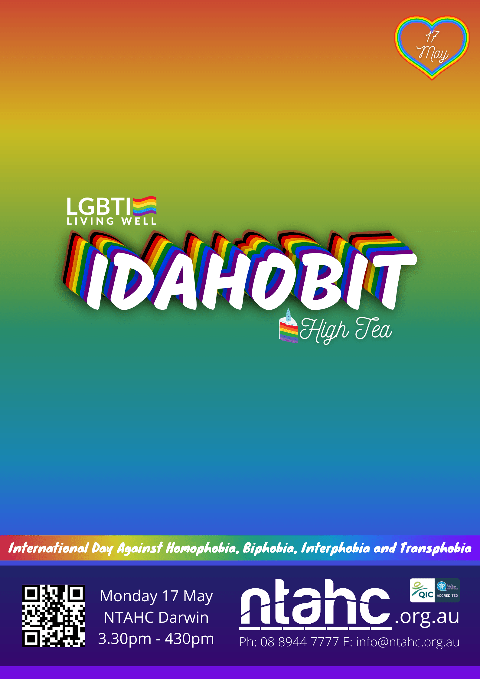 A poster for idahobit with a rainbow background
