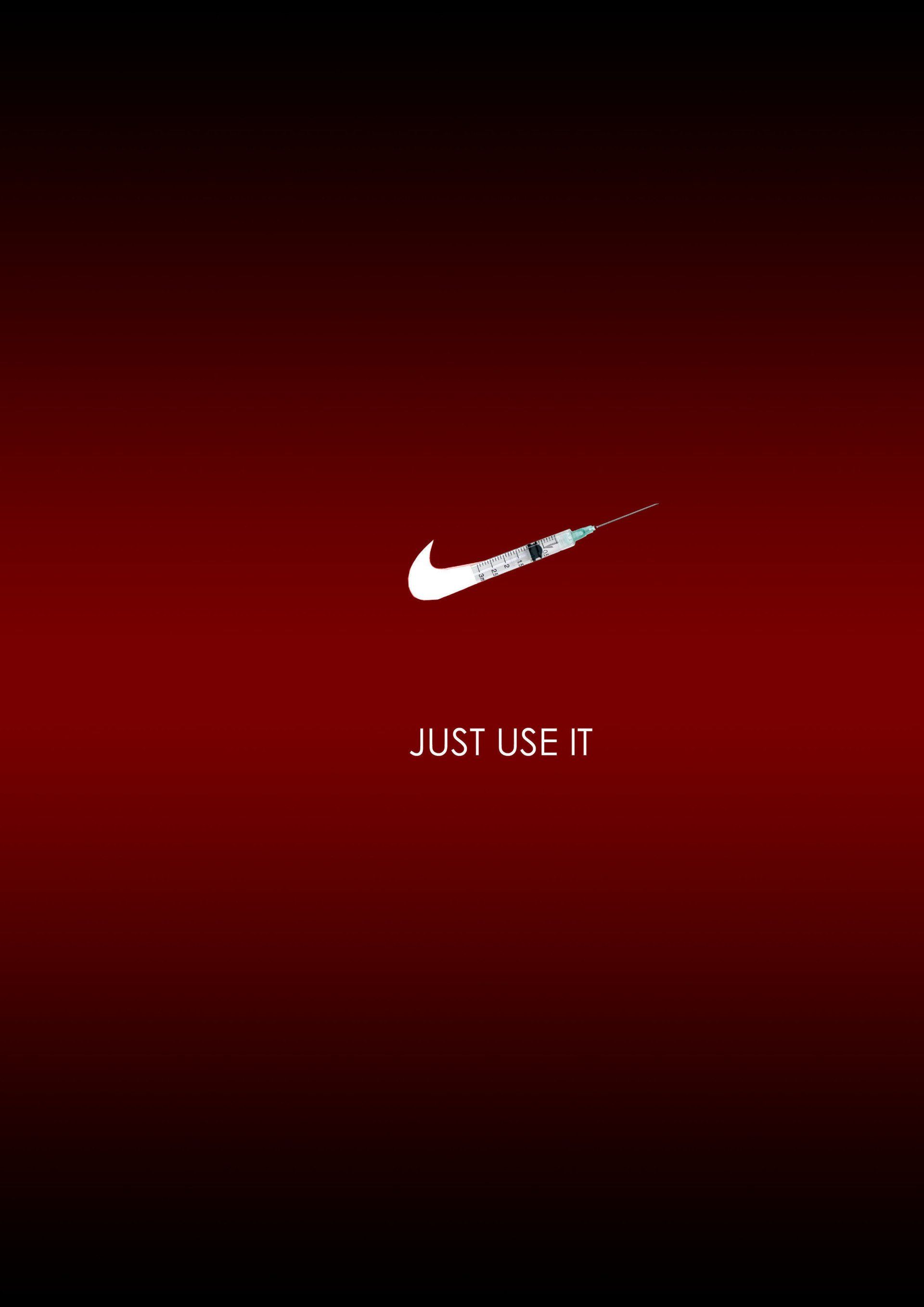 A nike logo on a red background that says just do it