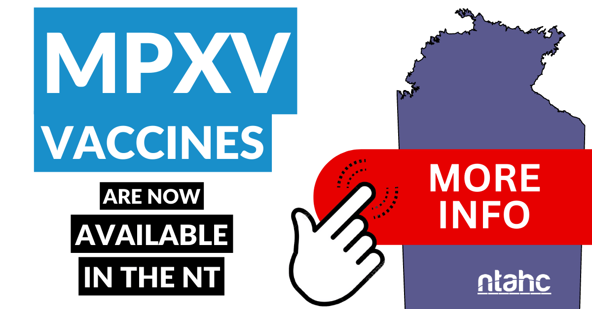 A sign that says mpxv vaccines are now available in the nt