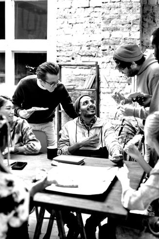People eating and having fun