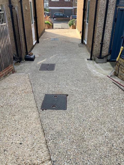 Before shared access resin installtion by West London Paving Ealing