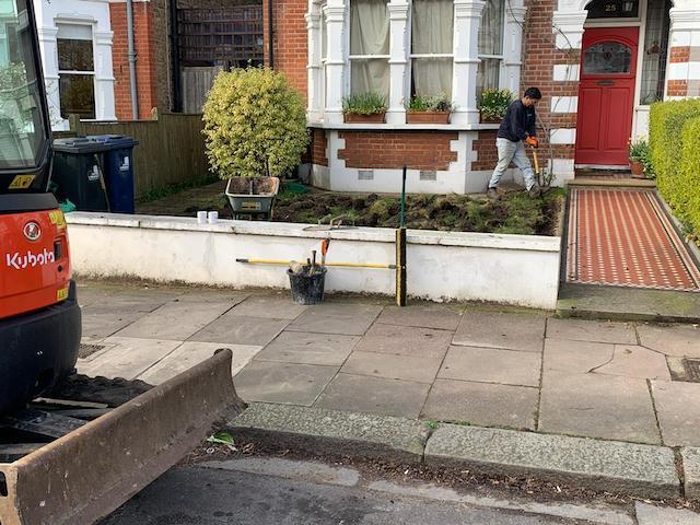 Before Garden to house in Ealing before installtion of new block paving driveway