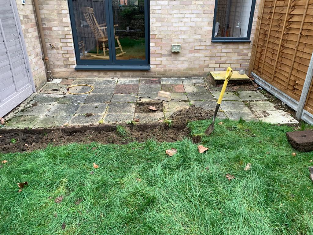 Old patio being removed