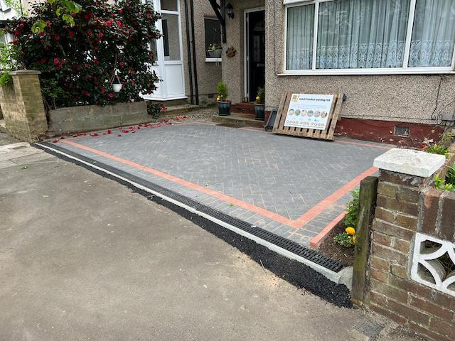 Completion of new block paving driveway Ealing West London
