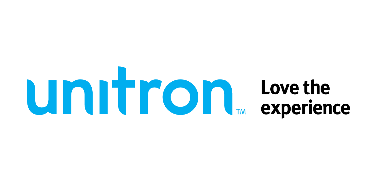 Unitron logo: blue wordmark with