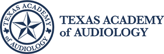 Logo for the Texas Academy of Audiology: A blue circle with a star and text 