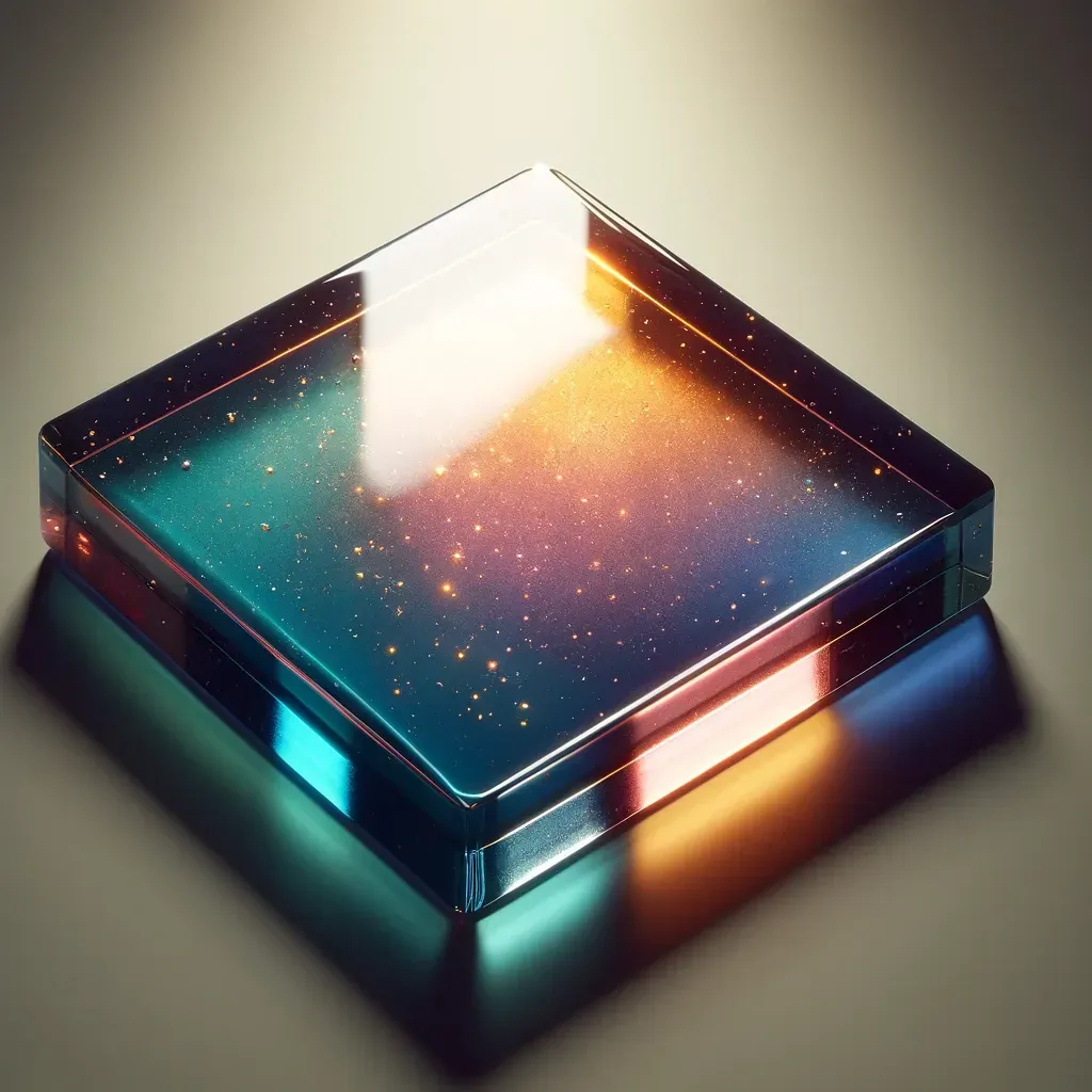 Glass tile in light soft orange and blue