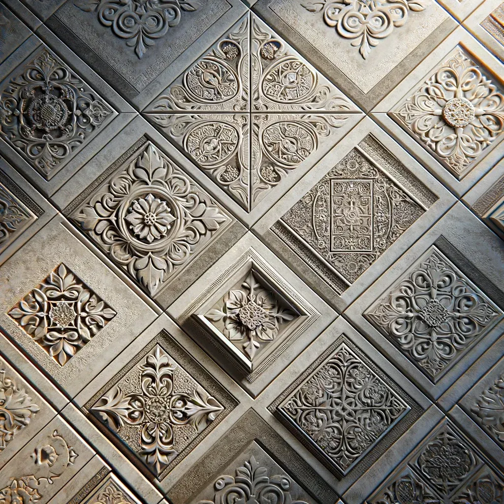 Intricately designed porcelain tile, ideal for a materials magazine