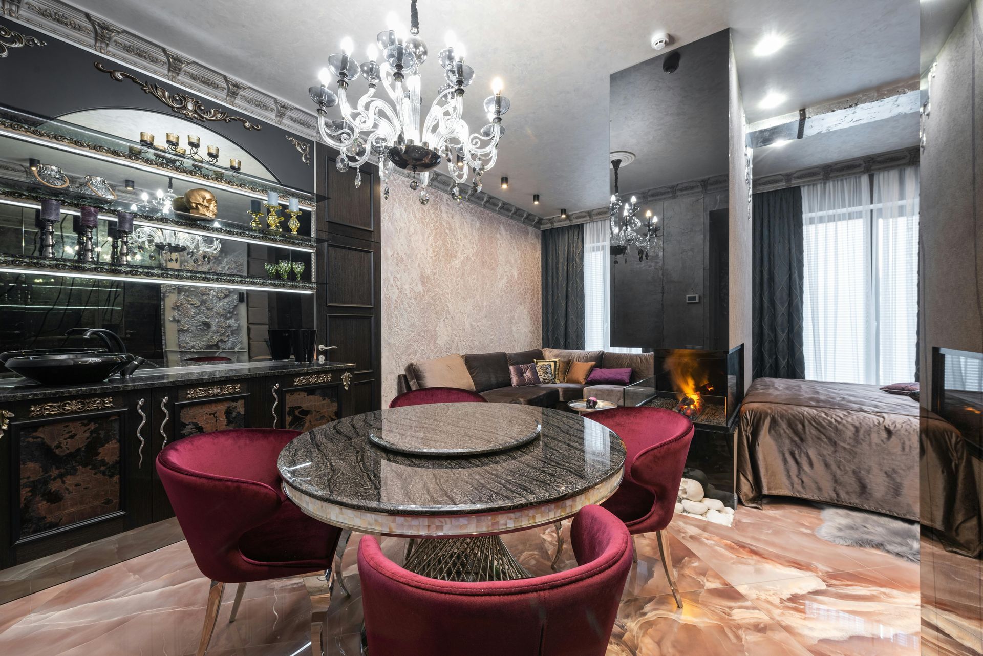 Luxury marble tiled kitchen by Orchid Tiling in Newport, Wales