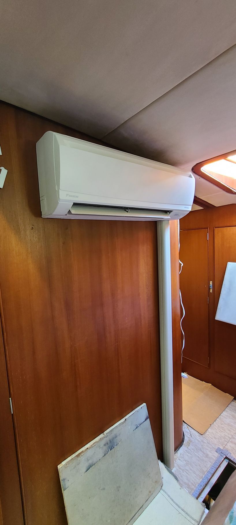 split ac unit on wooden wall