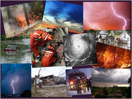 a collage of pictures of different types of natural disasters .