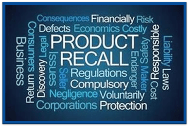 a blue background with the word product recall on it