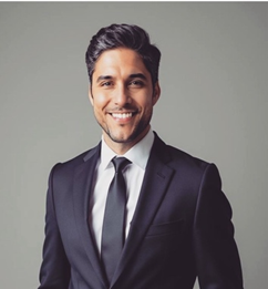 A man in a suit and tie is smiling for the camera
