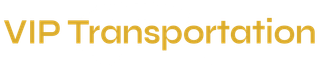 A gold logo for vip transportation on a white background.