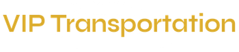 A gold logo for vip transportation on a white background.