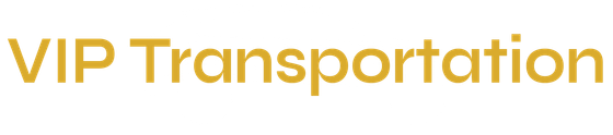 A gold logo for vip transportation on a white background.