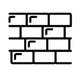 Black outline icon of stacked bricks forming a wall pattern on white background