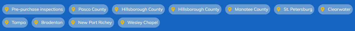 Blue website toolbar with multiple rounded navigation buttons and small icons