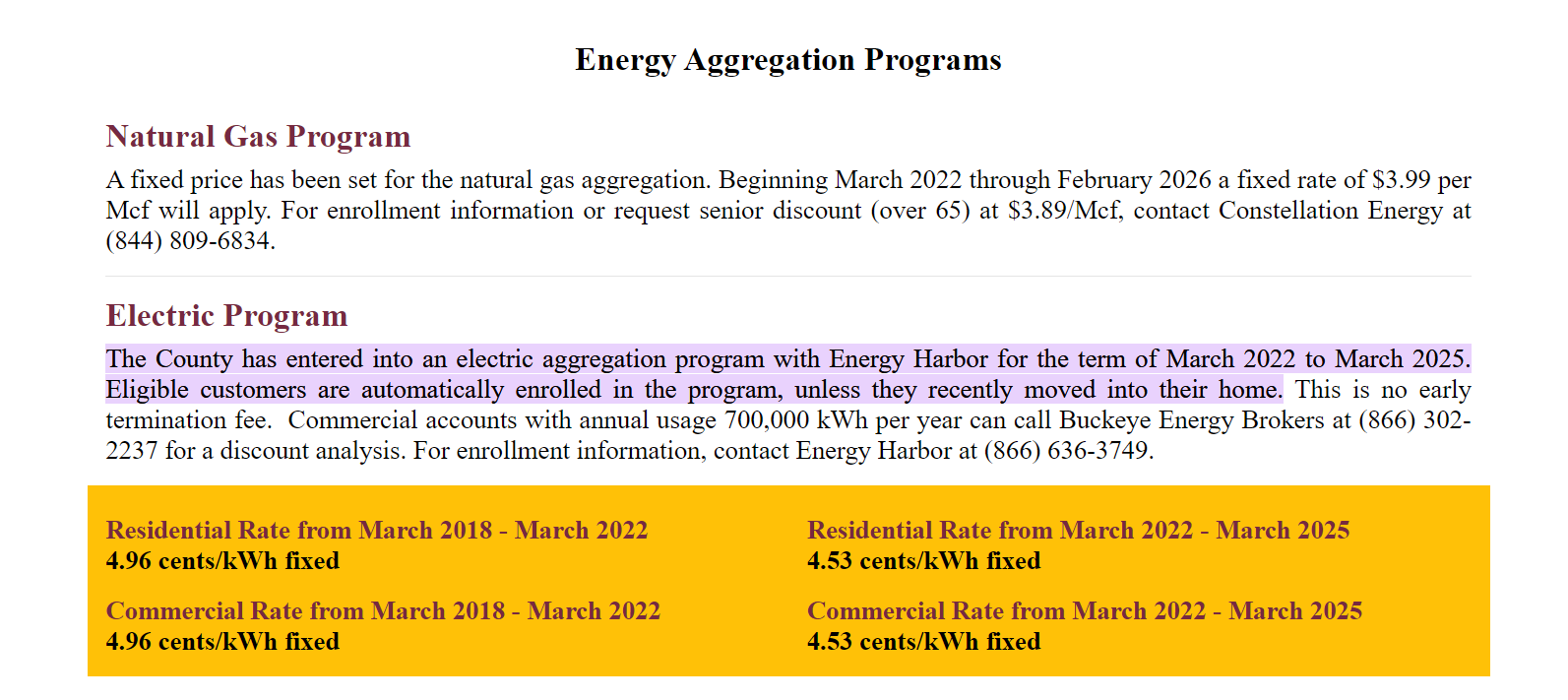 Champion Township Energy Aggregation Programs