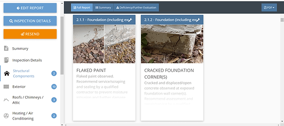 A screenshot of a website with a picture of a cracked foundation.