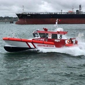 fire boat on water