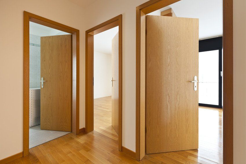 beautiful apartment, interior, wooden doors open
