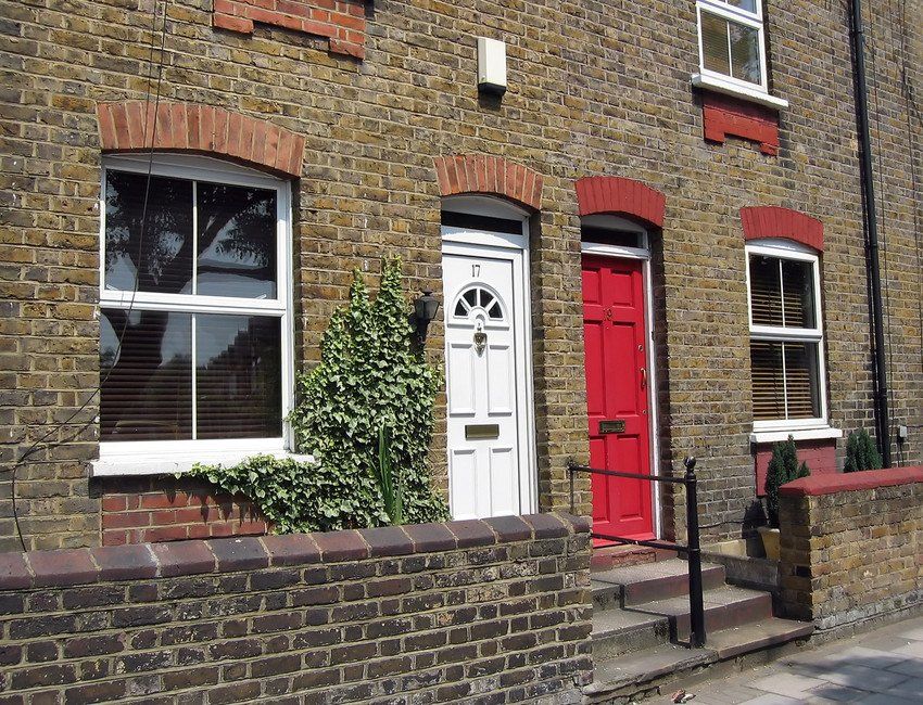 Red and white cottage doors