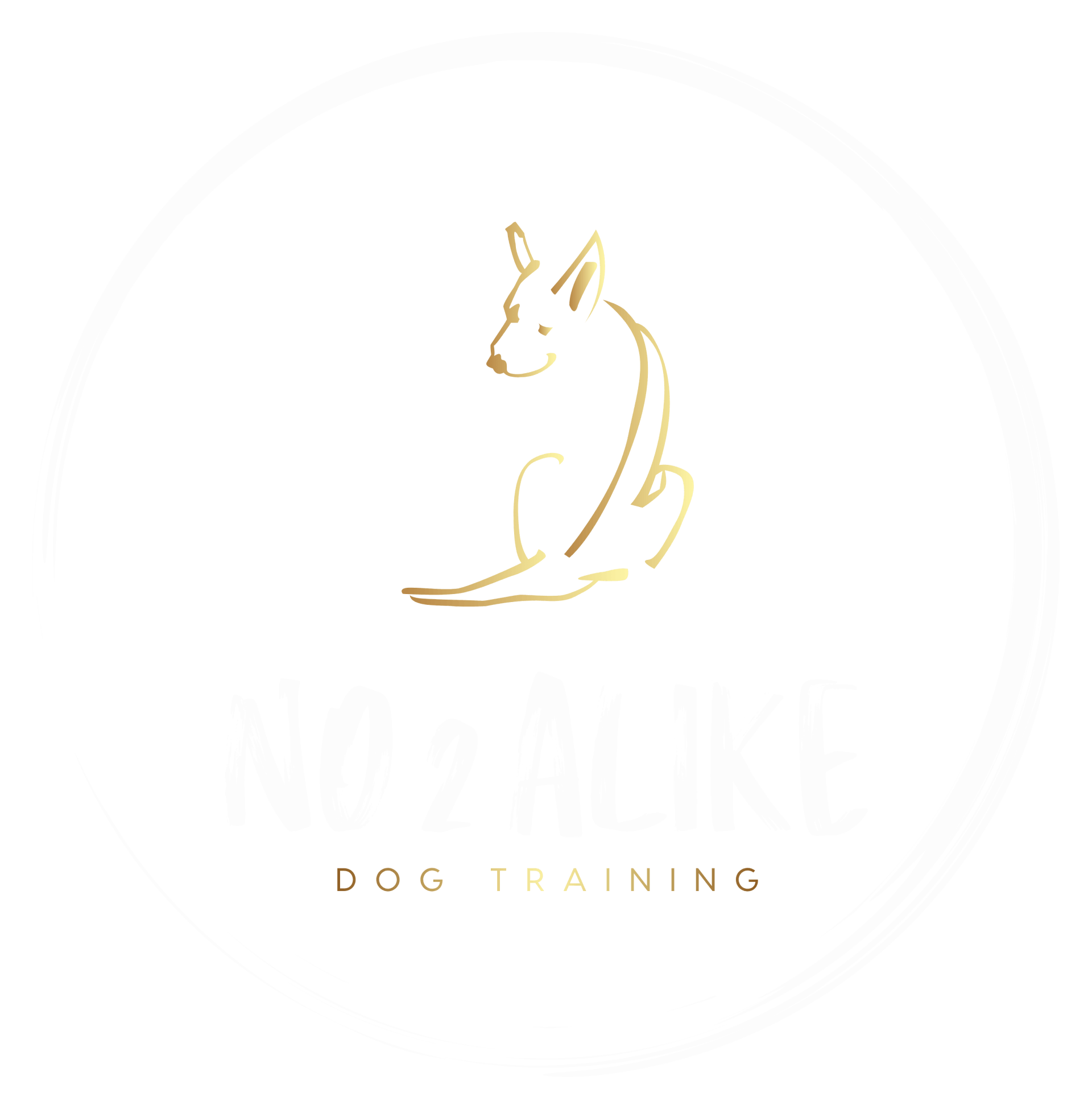 Gold line drawing of a dog. Above "NO Z LIKE" and "DOG TRAINING" in white text.