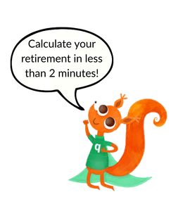 A cartoon squirrel says calculate your retirement in less than 2 minutes