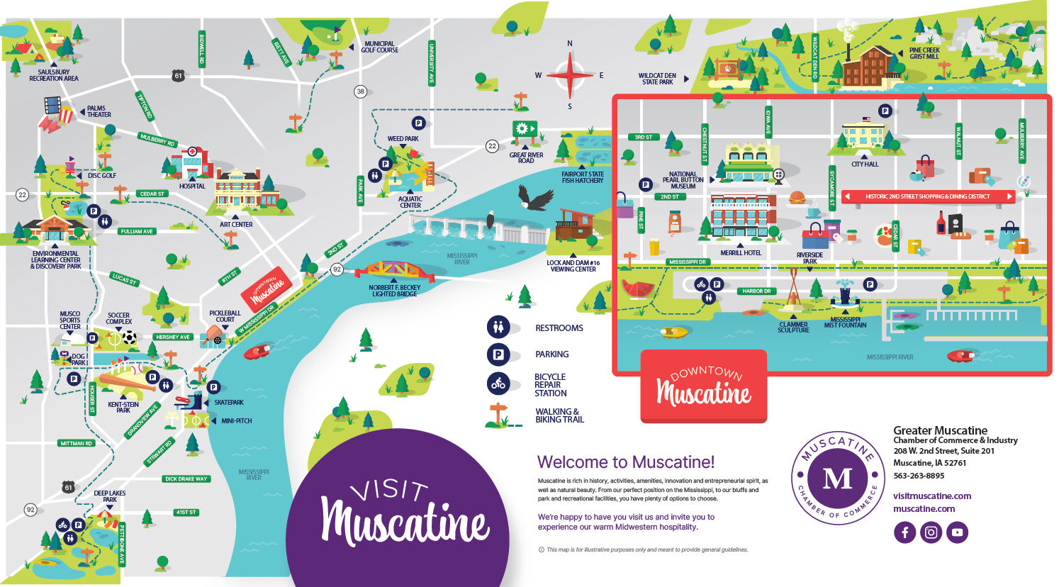 Multi-story apartment building on a grassy hill near a pond and path, with cars parked out front.