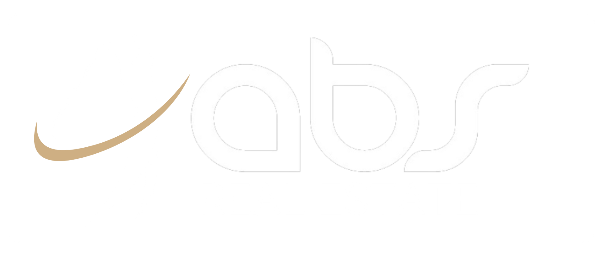 A logo for abs real estate with a golfer holding a golf club.