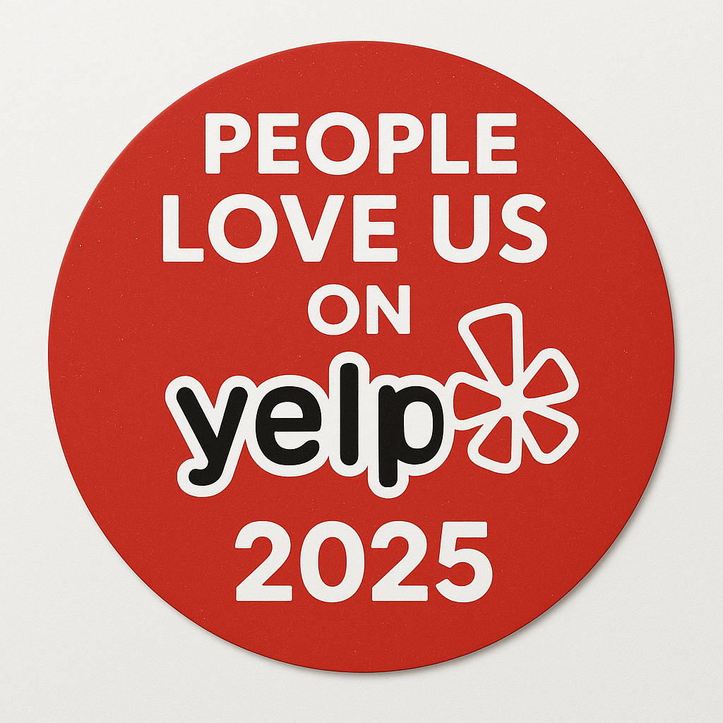 Red circle with white text: 